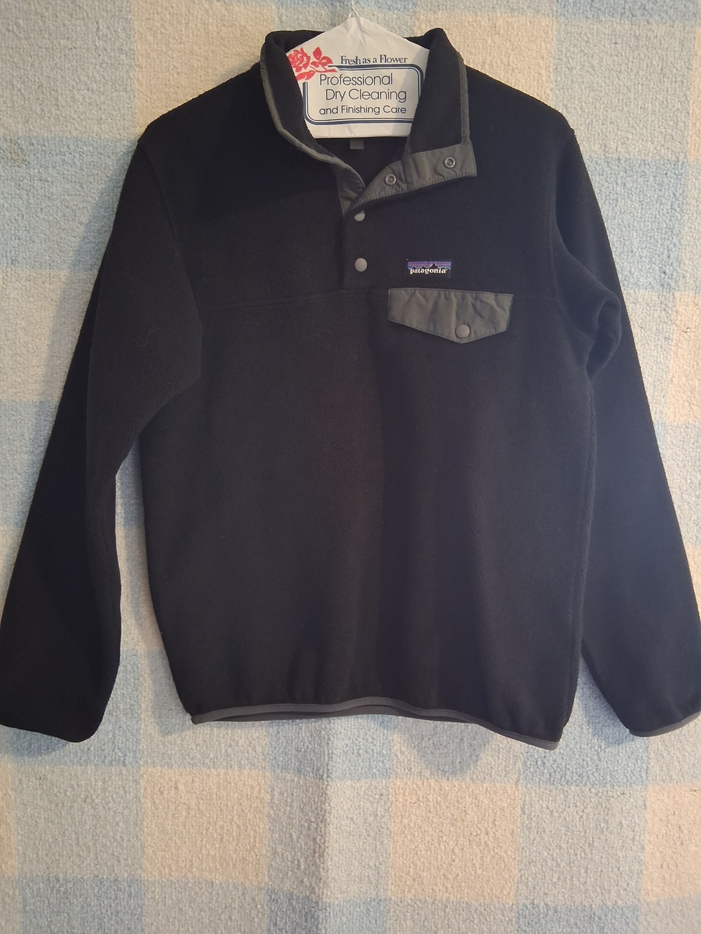 Patagonia Synchilla Snap-T Fleece Pullover - Black with Gray Trim Sz Small
